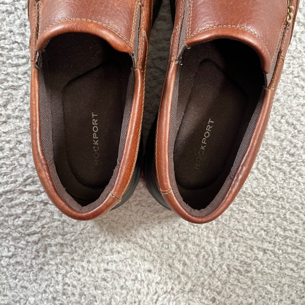 Rockport Mens Brown Leather Slip On Loafers Size 9.5 M Walking Shoes - Picture 5 of 11